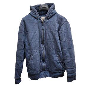 WindRiver Men’s L Quilted Hooded Jacket Blue Zip Up Warm Insulated Coat